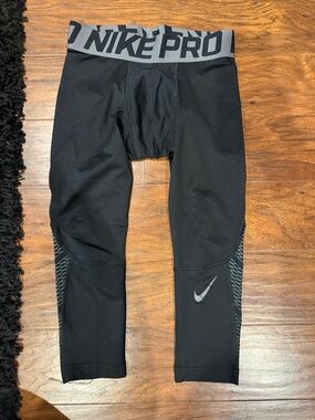 Nike Black Compression Capris with Grey Logo
